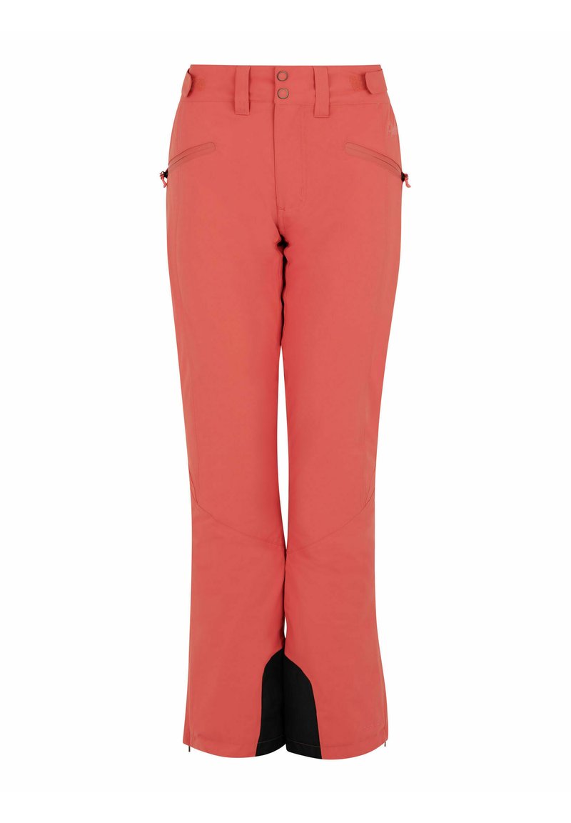 Koraal sneeuwbroek met een slim fit, rekbare stof, verstelbare tailleband, ritszakken en zwarte accenten bij de boorden.