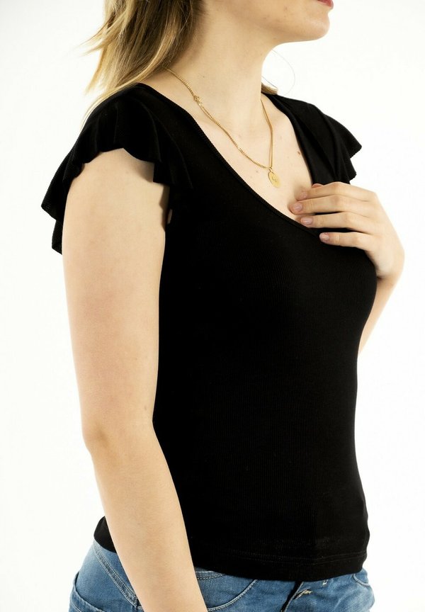 ONLBELIA CAP SLEEVE - Basic T-shirt - noir2