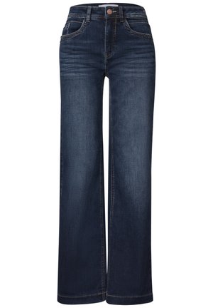 Street One, HIGH WAIST WIDE LEG JEANS IM LOOSE FIT - Wide Leg - dark blue clean washed