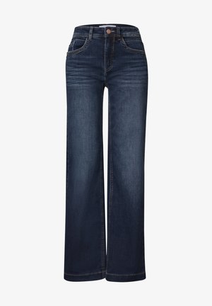 Street One, HIGH WAIST WIDE LEG JEANS IM LOOSE FIT - Wide Leg - dark blue clean washed