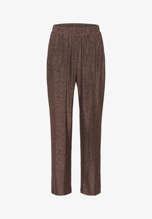 Braune, glitzernde Schlafanzughosen mit elastischem Bund, geradem Schnitt und weicher Textur, geeignet für entspanntes Tragen.