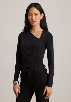 Lauren Ralph Lauren, JERSEY ASYMMETRICAL LONG-SLEEVE TOP - T-shirt à manches longues - black