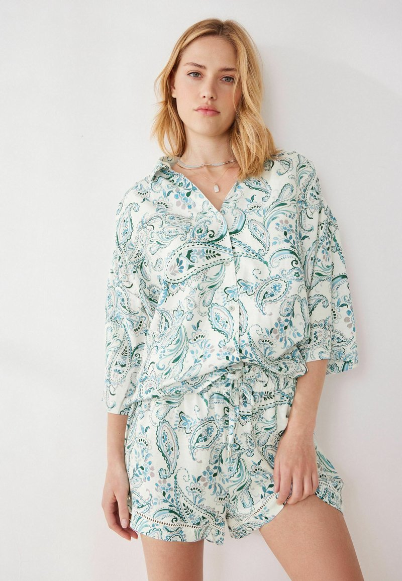 Next SHORT SLEEVE BUTTON THROUGH PYJAMAS Pyjamas blue paisley/blå