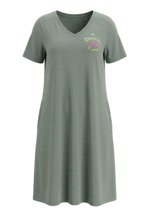 LAURASØN, BEACH TIME SHORT SLEEVE T-SHIRT DRESS - T-shirt-kjole - sage