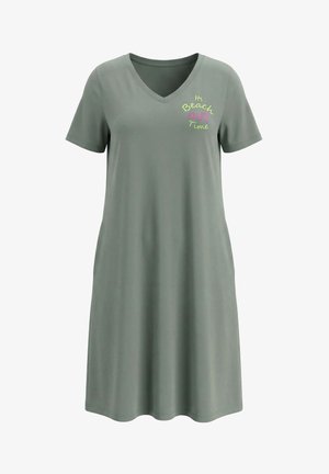 LAURASØN, BEACH TIME SHORT SLEEVE T-SHIRT DRESS - T-shirt-kjole - sage