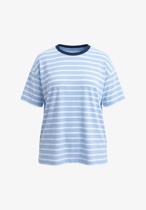 Ulla Popken, OVERSIZED STRIPED SHORT SLEEVE TEE - T-shirt print - delicate blue