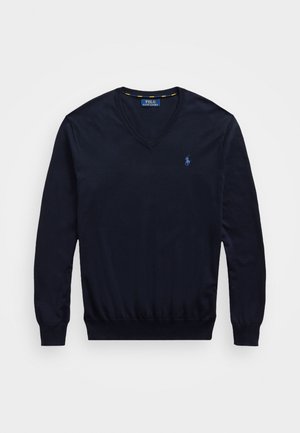 SLIM FIT V NECK - Striktrøje - hunter navy