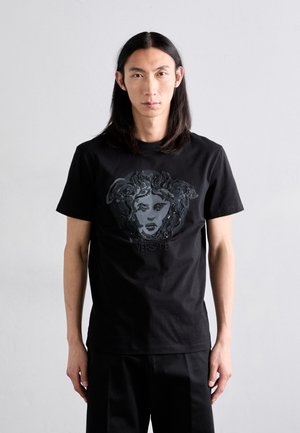 COMPACT PAINTED MEDUSA EMBROIDERY - T-Shirt print - black