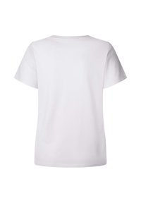 Kortärmad vit bomulls-T-shirt med rund hals, jämn textur och inga synliga mönster eller detaljer på baksidan.
