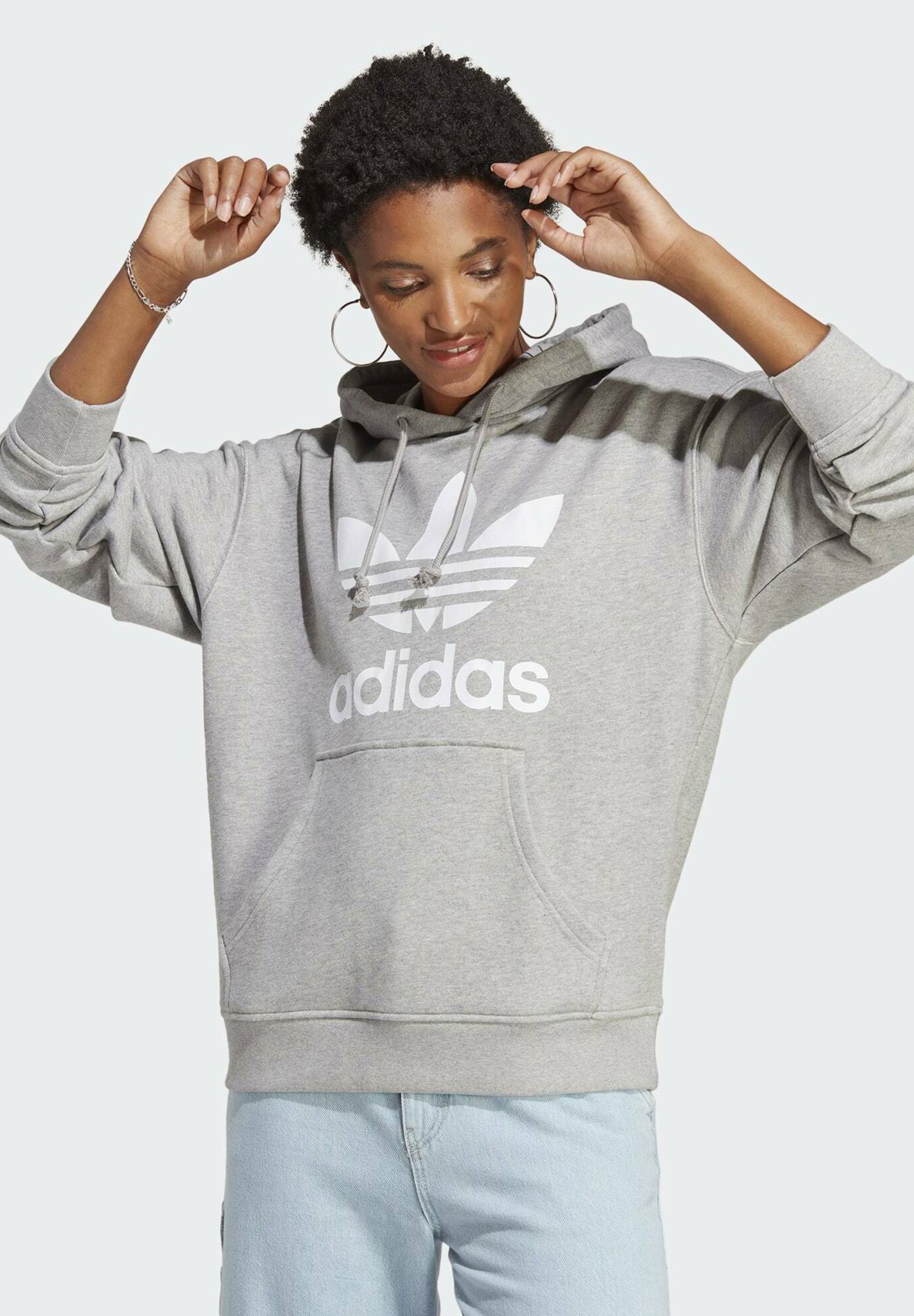 adidas originals trefoil hoodie grey