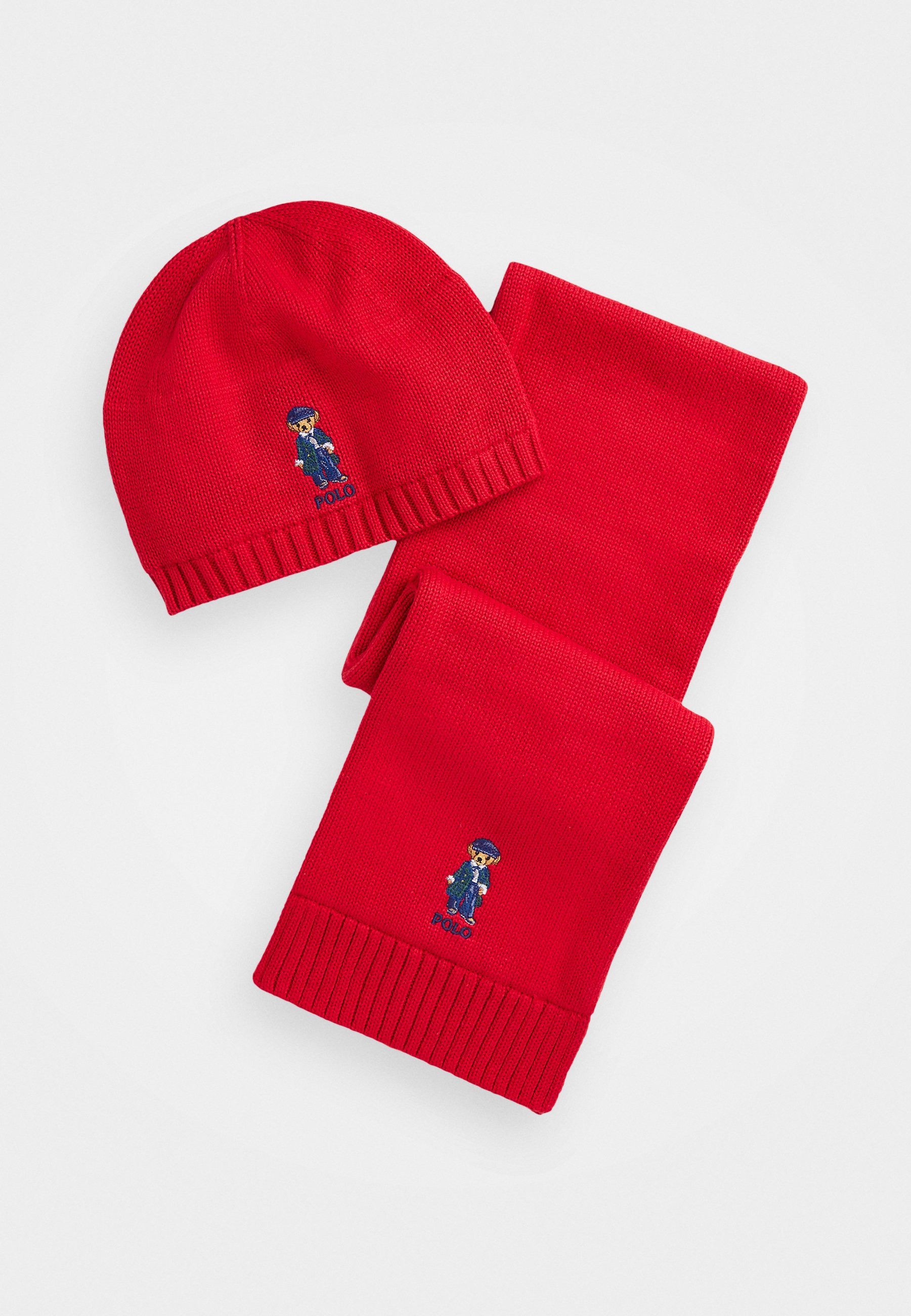 Polo Ralph Lauren POLO BEAR COTTON-BLEND HAT SCARF SET Beanie