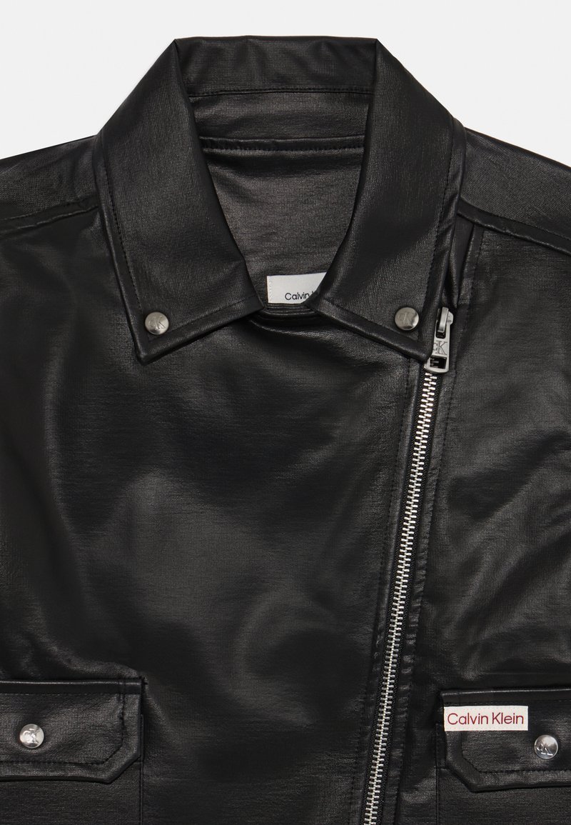 black leather calvin klein faux leather moto jacket
