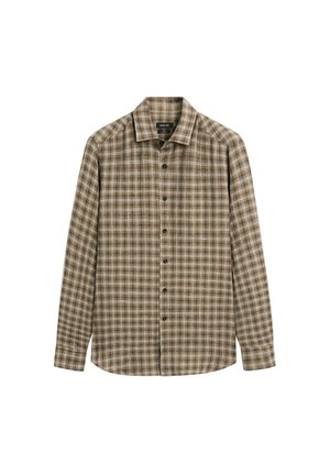 Massimo Dutti, 100% LINEN REGULAR FIT CHECK SHIRT - Skjorter - dark brown