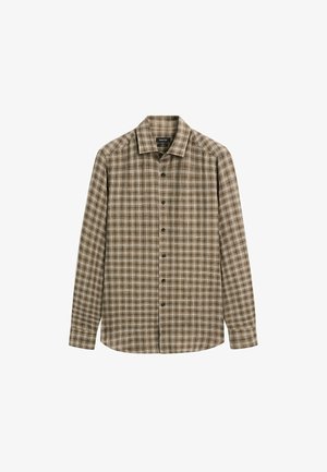 Massimo Dutti, 100% LINEN REGULAR FIT CHECK SHIRT - Overhemd - dark brown