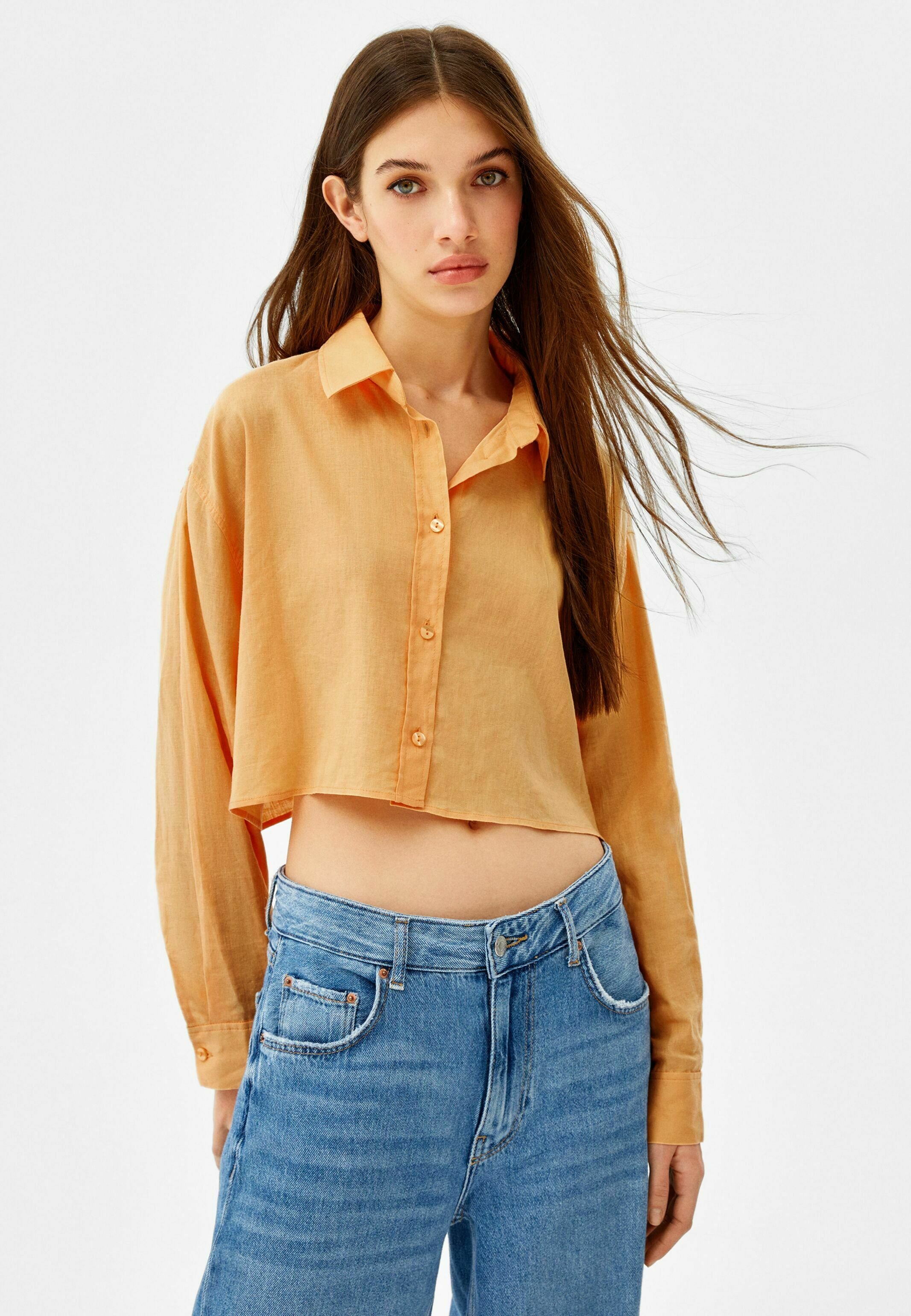 Bershka LONG SLEEVE - Camicia - orange/arancione - Zalando