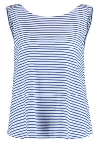 Blauw-wit gestreept tanktop met een ronde halslijn en mouwloos ontwerp. Gemaakt van ribbelstof en heeft een ontspannen pasvorm.