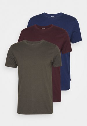 SHORT SLEEVE CREW 3 PACK - T-Shirt basic - indigo/burgundy/khaki