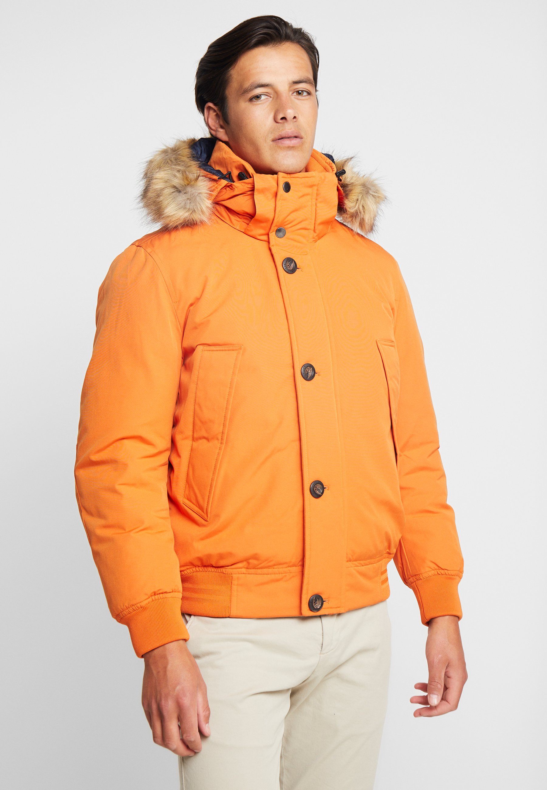 tommy hilfiger orange puffer jacket