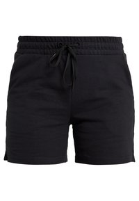 Mustat puuvillashortsit narukiristimellä, joissa on sileä pinta ja sivuleikkaukset parantamaan liikkuvuutta.