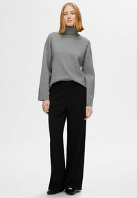 Selected Femme SLFKAMMA ROLL NECK - Trui - medium grey melange
