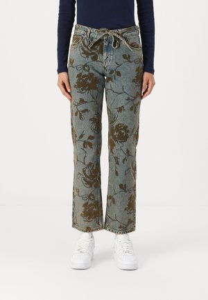 ONLMOTT FLORAL BELT - Straight leg jeans - medium blue denim