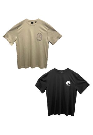 2ER PACK GESCHNITTEN RUNDHALS KURZARM - T-Shirt print - grau schwarz