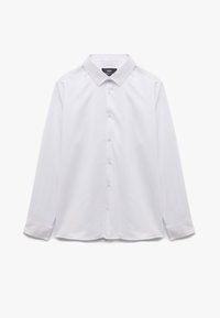 Witte langemouwen shirt van katoen, met een klassieke kraag, knopen aan de voorkant en een zachte textuur met een rechte zoom.