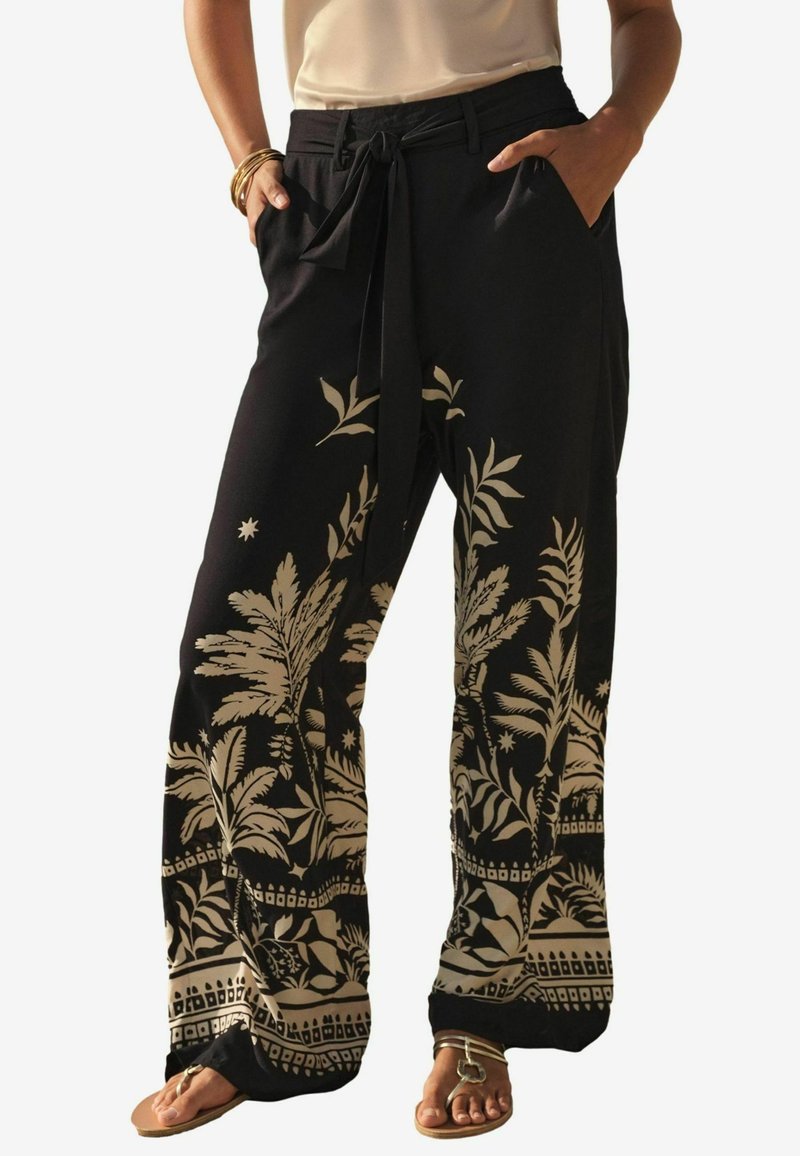 Love & Roses PRINTED WIDE LEG - Nadrágok - black