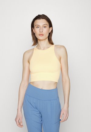 AURORA HIGH NECK CROP TANK - Top - bright peach