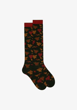 Gallo LONG WITH LEAF MOTIF - Knee high socks - foresta