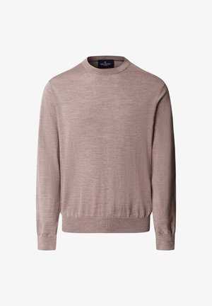 Svijetloružasti džemper s kratkim rukavima izrađen od mekog, teksturiranog materijala. Ima duge rukave i udoban donji rub. Minimalistički dizajn bez uzoraka.