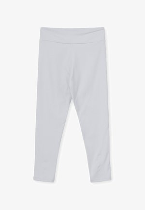 Svetlošedé legíny s vysokým pásom, hladkou textúrou a zúženými nohavicami so bočnými švami pre štíhly strih.