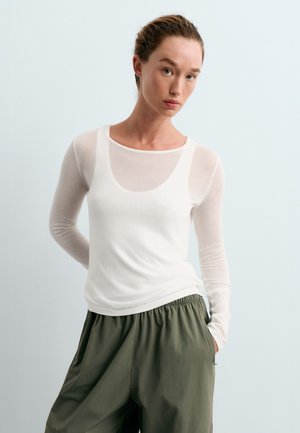 OYSHO, DOUBLE SHEER LONG-SLEEVED T-SHIRT - Long sleeved top - white