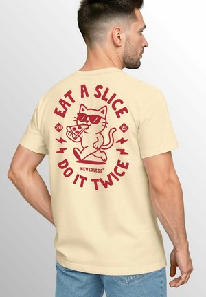 PIZZA KATZE SPRUCH - T-Shirt print - natur