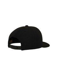 Fekete baseball sapka ívelt napellenzővel, sima textúrájú anyagból készült, állítható snapback záróelemmel.