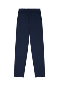 Leggings blu navy in cotone con vita elastica; design elegante e dal taglio dritto; senza motivi o decorazioni visibili.
