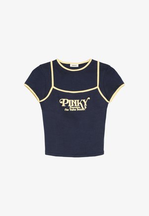 Bershka, DOUBLE SHORT SLEEVE WITH CONTRAST PRINT - T-SHIRT - T-shirt imprimé - royal blue