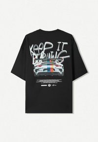 Bershka SHORT SLEEVE  - Potiskana majica - black