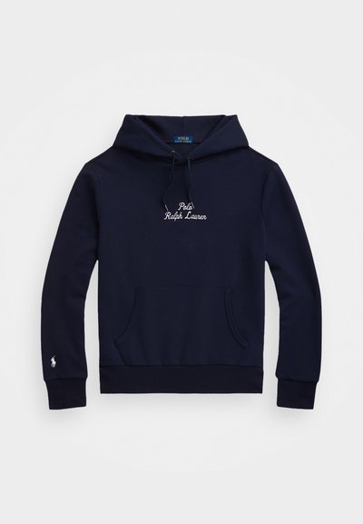 Tamsiai mėlyna medvilninė palaidinė su gobtuvu. Yra priekinė kišenė, reguliuojamas gobtuvas ir siuvinėtas "Polo Ralph Lauren" logotipas ant krūtinės.