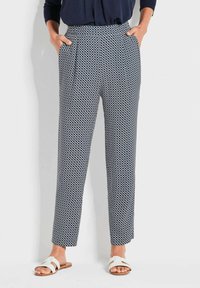 GOLDNER Pantalon classique - navy white patterned