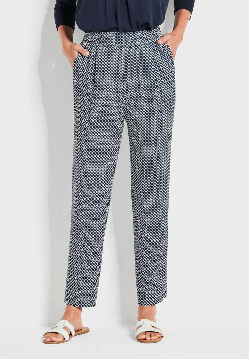 GOLDNER Pantalon classique - navy white patterned