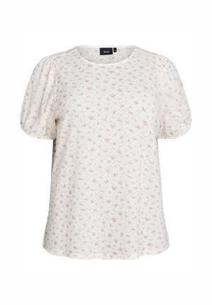 KURZARM MIT BLUMENPRINT - Blouse - white w pink flower