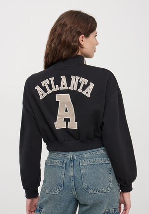 Terranova CROP A COLLO ALTO CON HALF ZIP E STAMPA COLLEGE - Felpa - nero