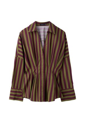 Stradivarius, PLEATED POPLIN SHIRT - Chemisier - mottled dark green