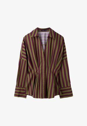 Stradivarius, PLEATED POPLIN SHIRT - Chemisier - mottled dark green