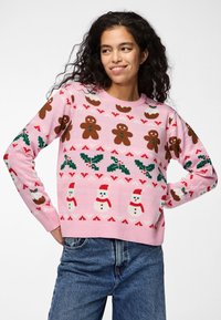 Pieces PCJOLLY XMAS O NECK PULLOVER - Džemperis - prism pink