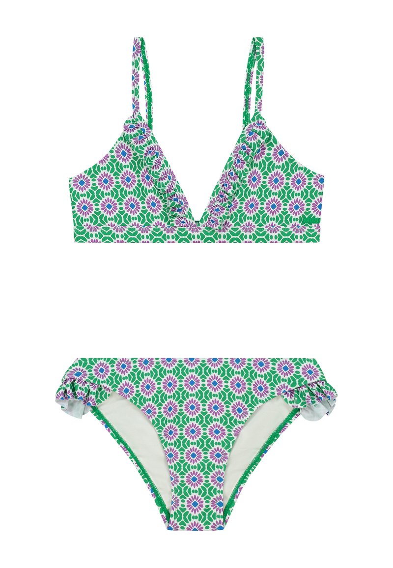 Shiwi BLAKE SET RUFFLE - Bikiny - tropic green tile