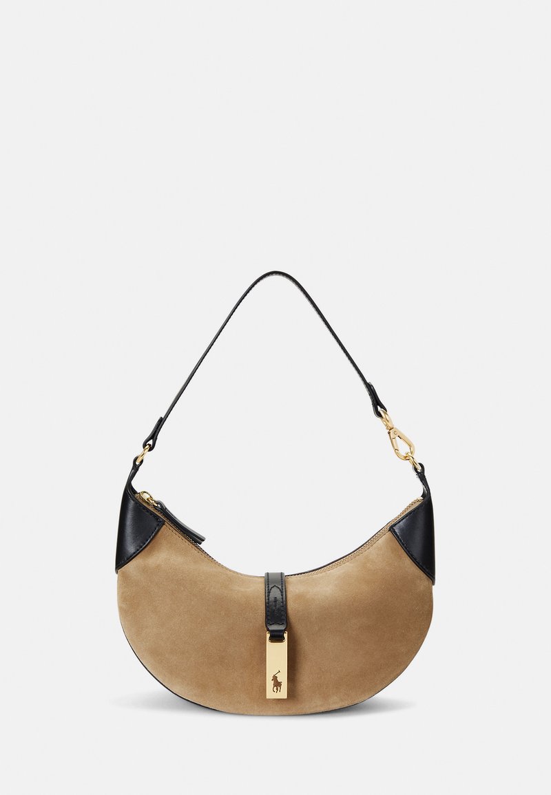 Polo Ralph Lauren POLO ID SUEDE MINI SHOULDER BAG - Handbag - light tan/black
