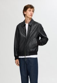 Selected Homme SLHDEON JACKET - Chaqueta de cuero - black