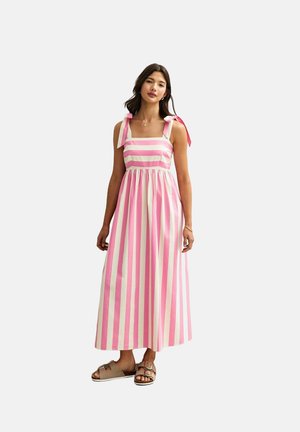 New Look CANDY STRIPED TIE SHOULDER MIDI - Day dress - pink pattern